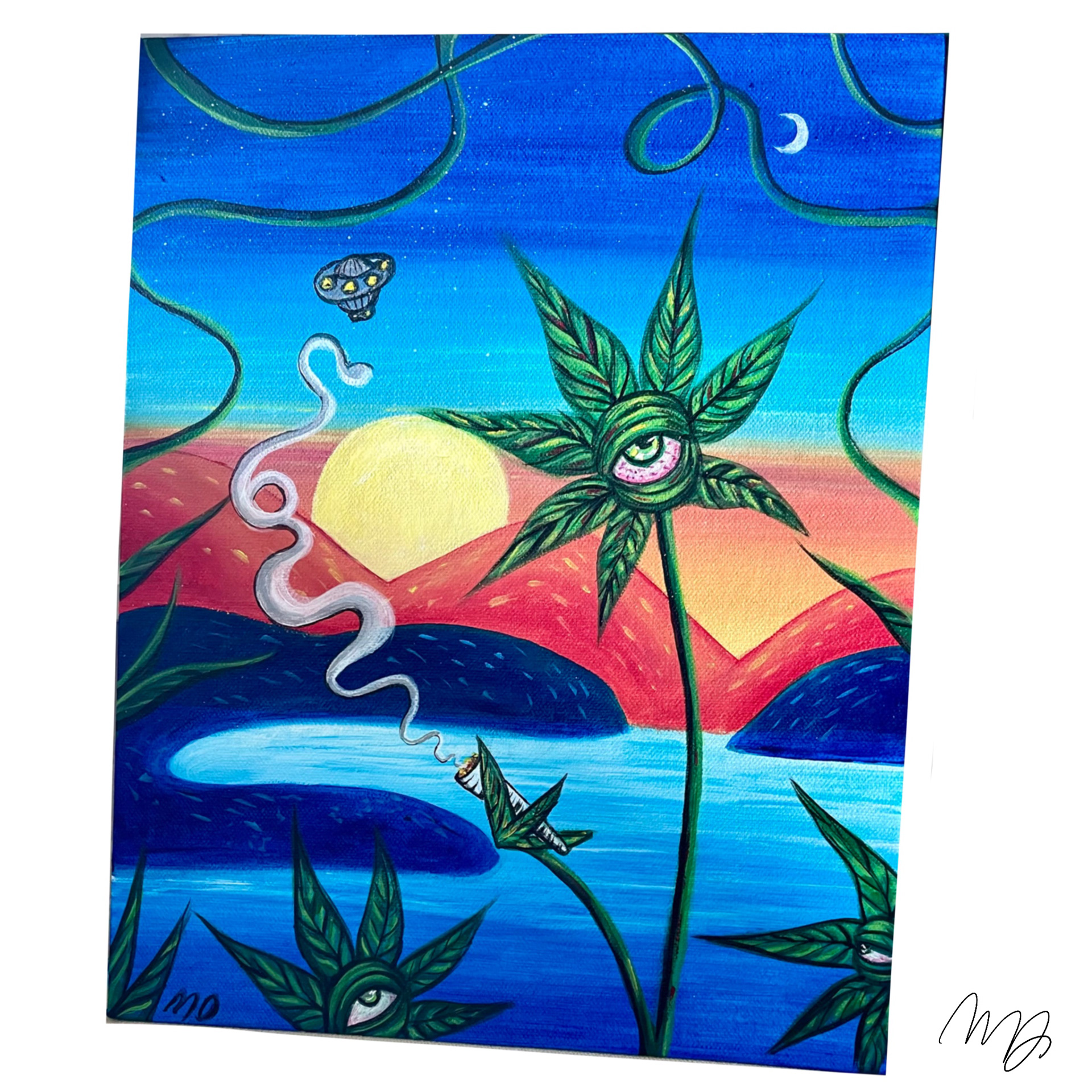 "Dazed at Dusk " Puff n Paint Minimal entry level painting 2023