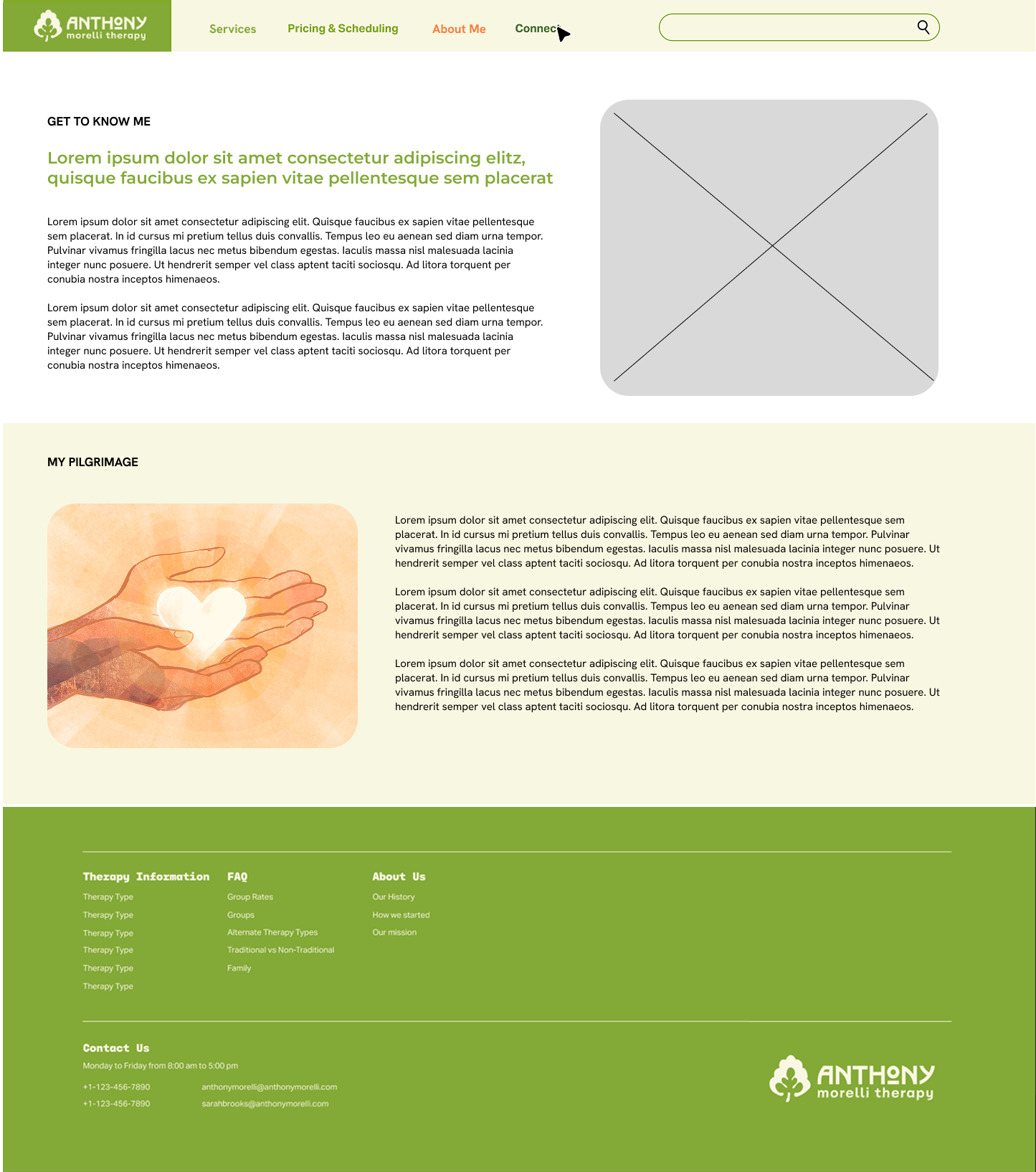 Wireframe for Anthony Morelli Therapy *wip done in Figma