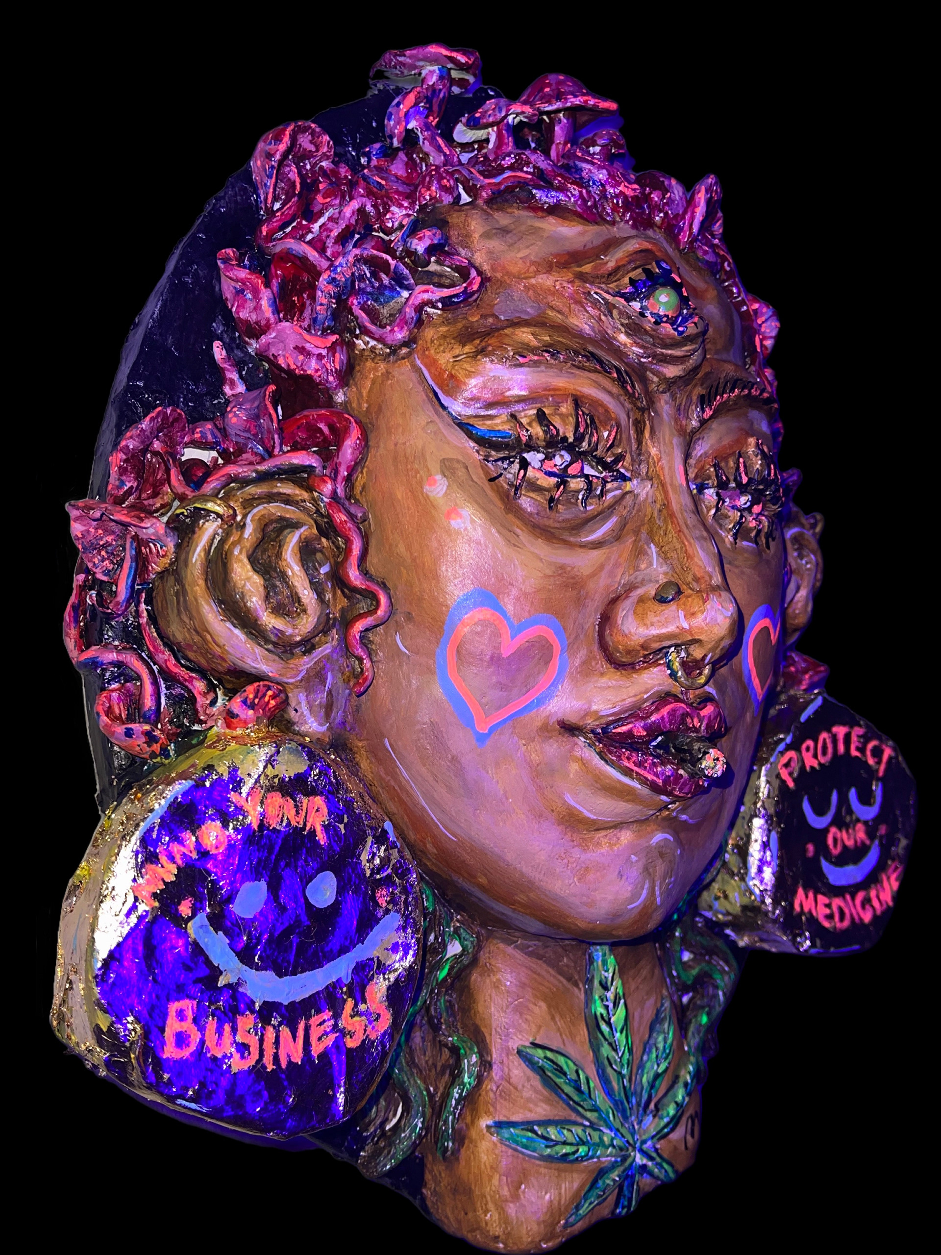 "Shroomhead" 2022 Blacklight (Flourescent paints used)