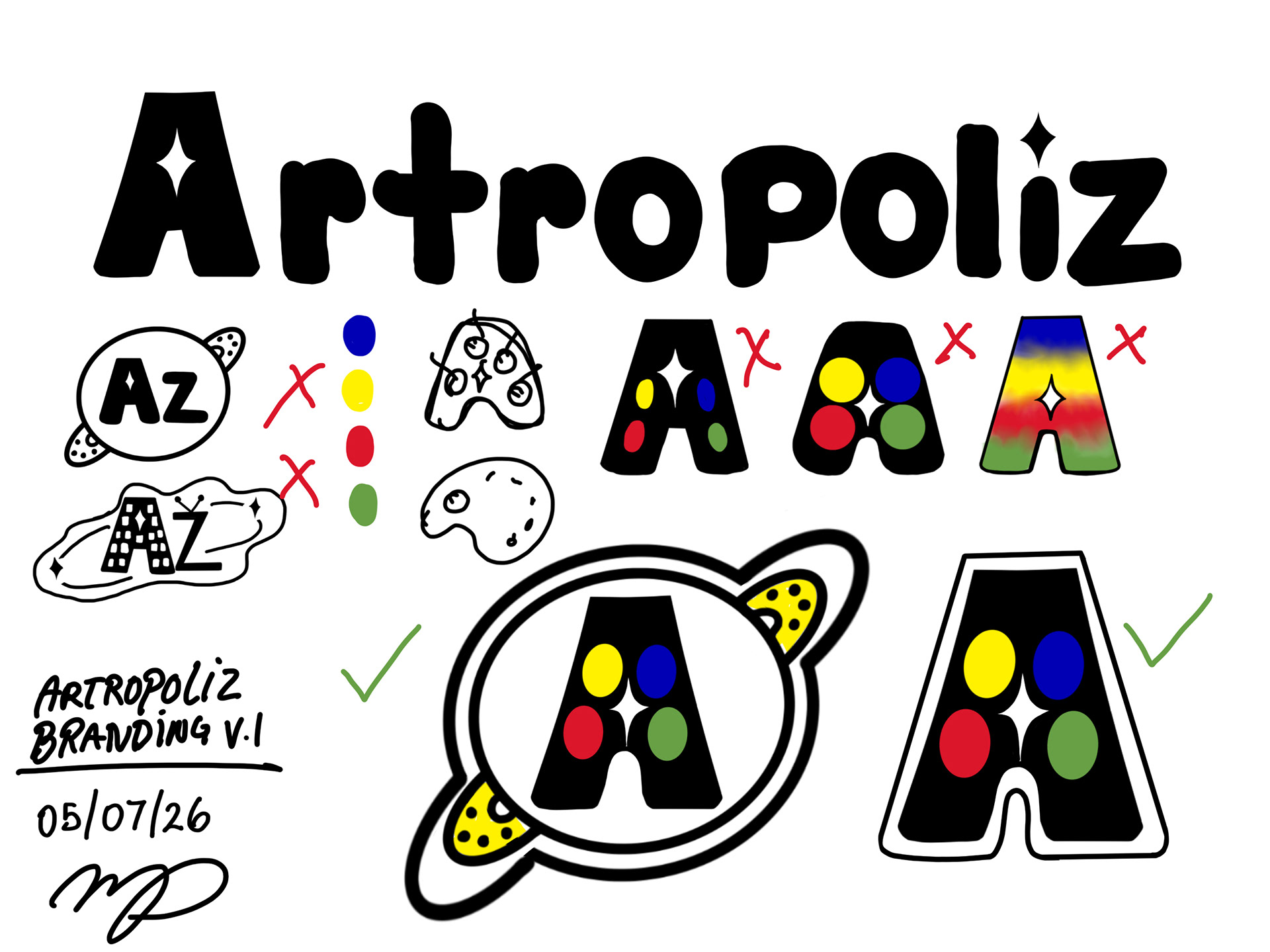 Original Logo Ideation Board w/notes