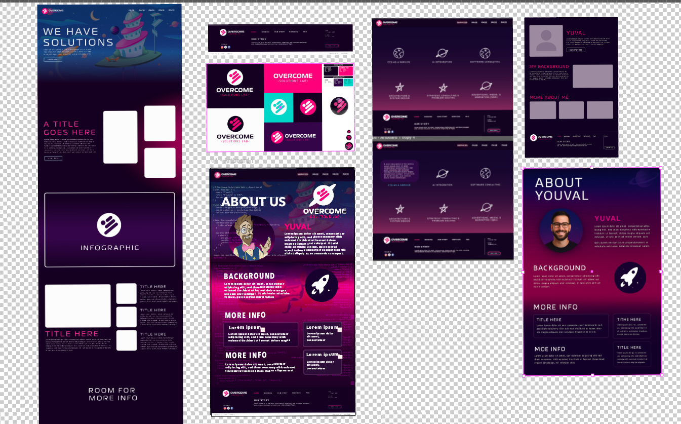 Example of workflow for website/ branding page done on Illustrator