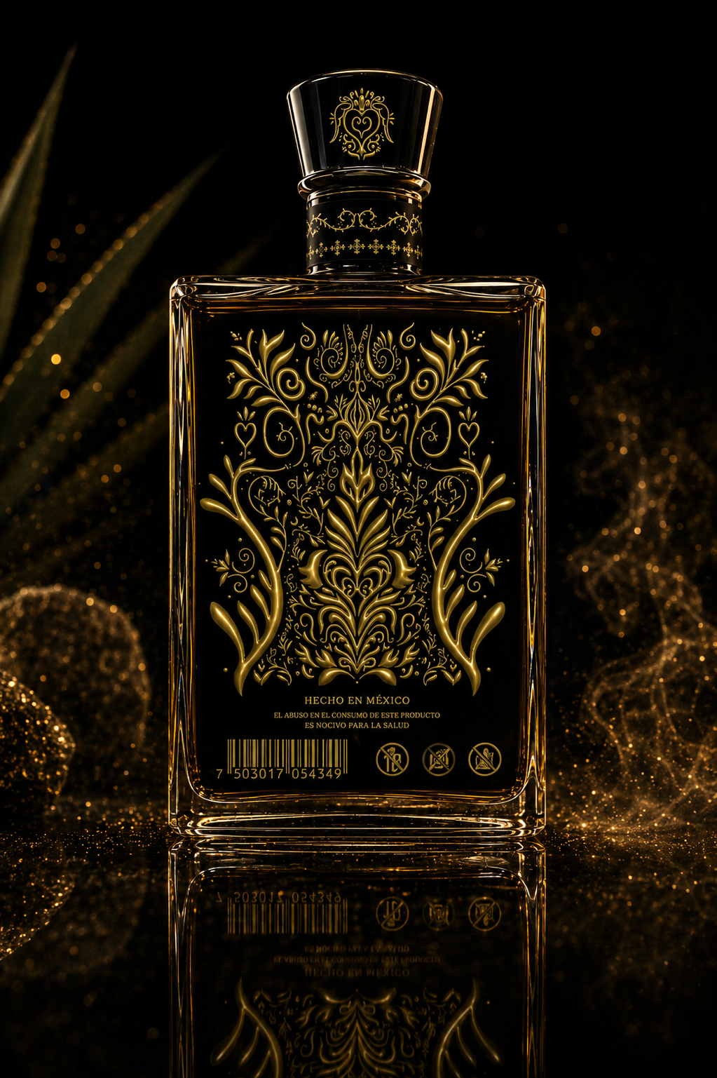 Original Luxury Spirits Bottle Design Mockup Back View