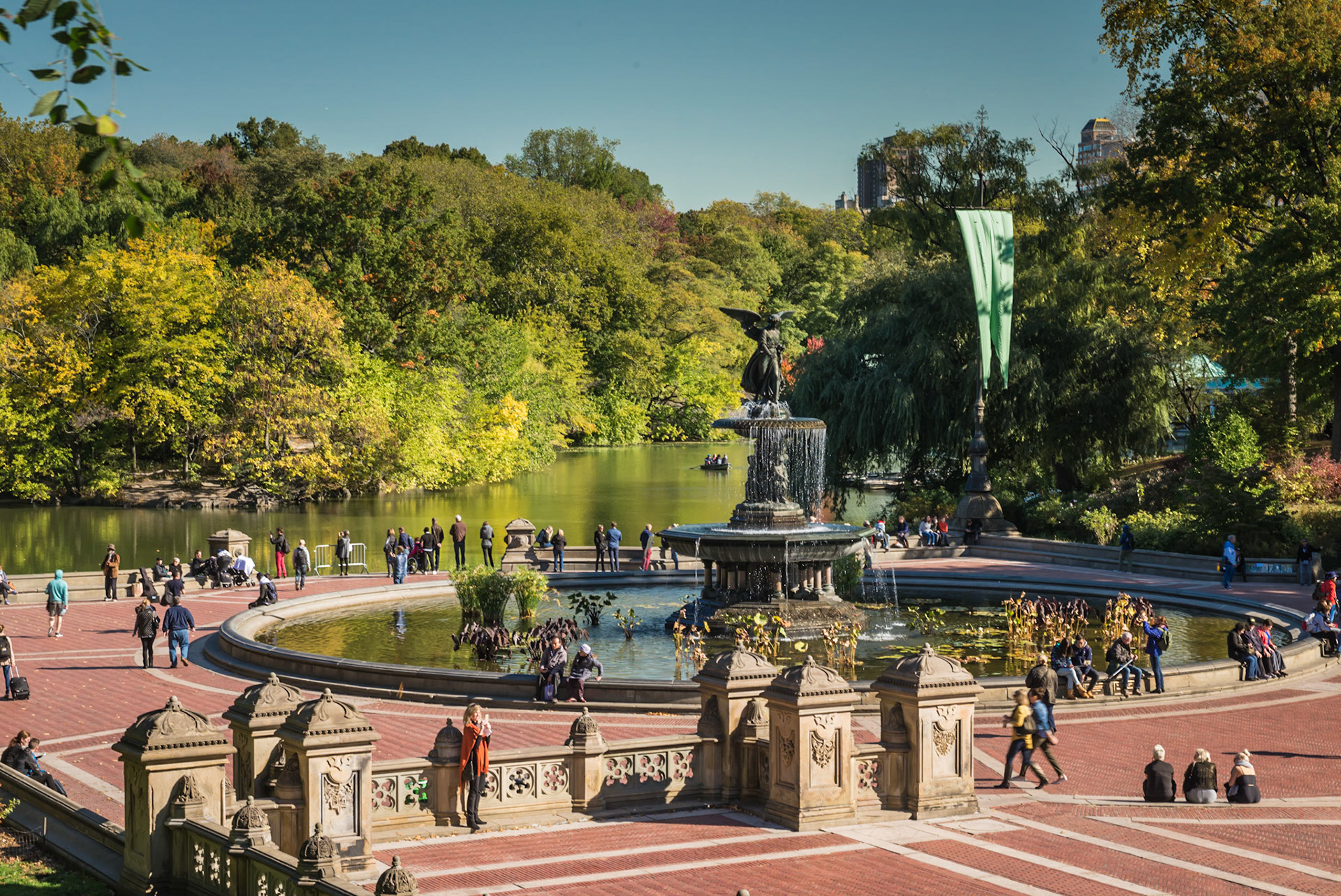 the Bethesda Fountain is one of the largest fountains in New York
