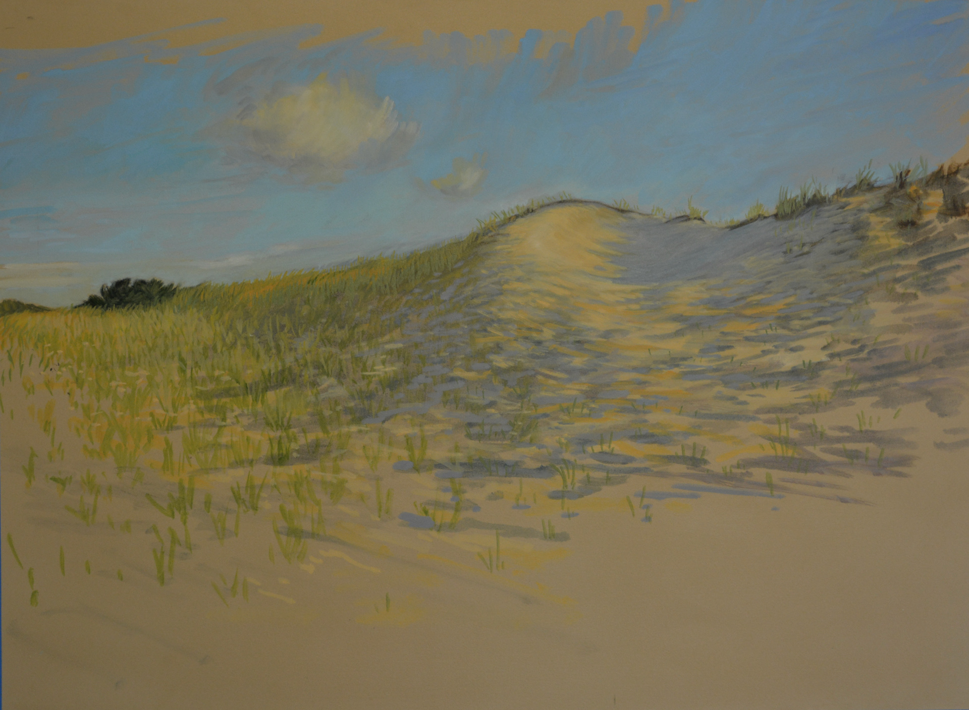 Shapes in a Landscape (in progress) oil on buff BFK Rives paper, 21.5" h x 29.25" w