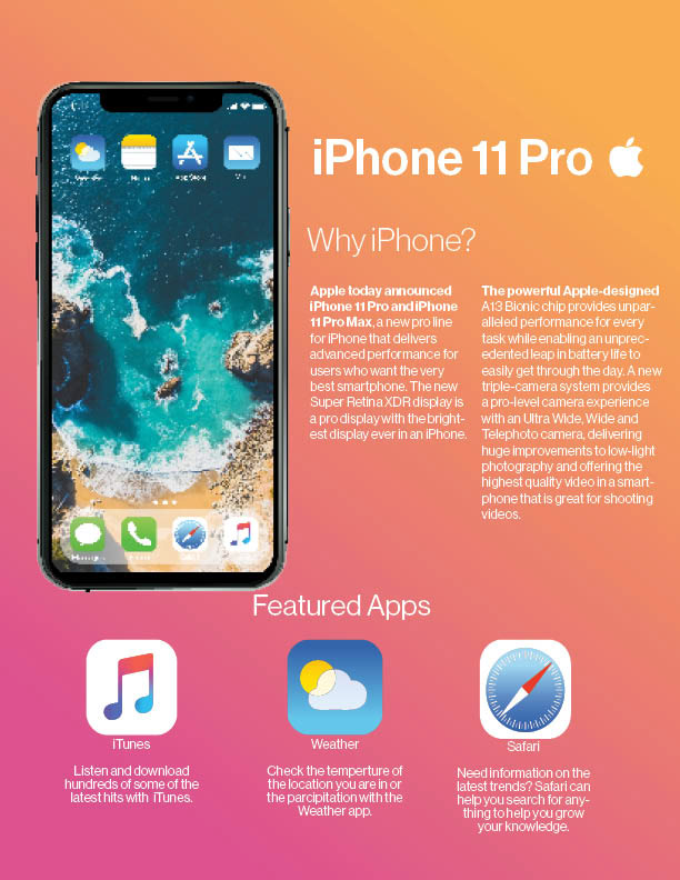 Rendered iPhone Packaged in InDesign (Front & Back)