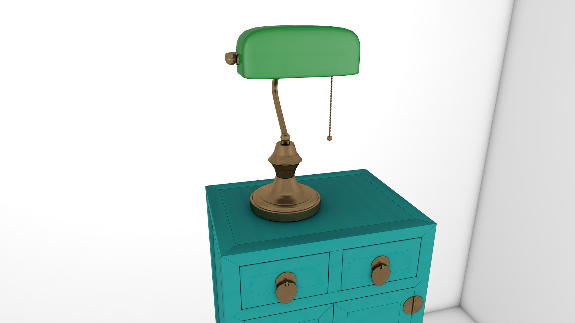 Bankers lamp and chinese bedside table