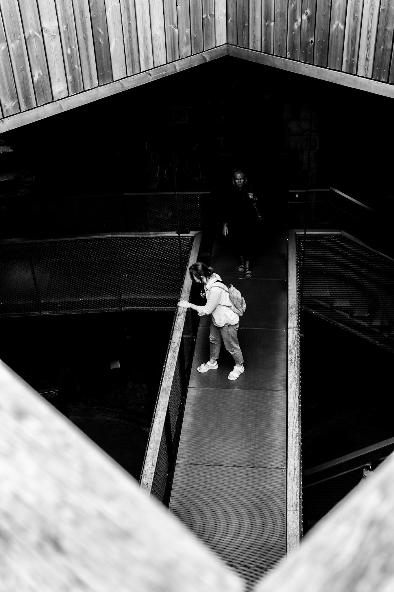 Looking down
