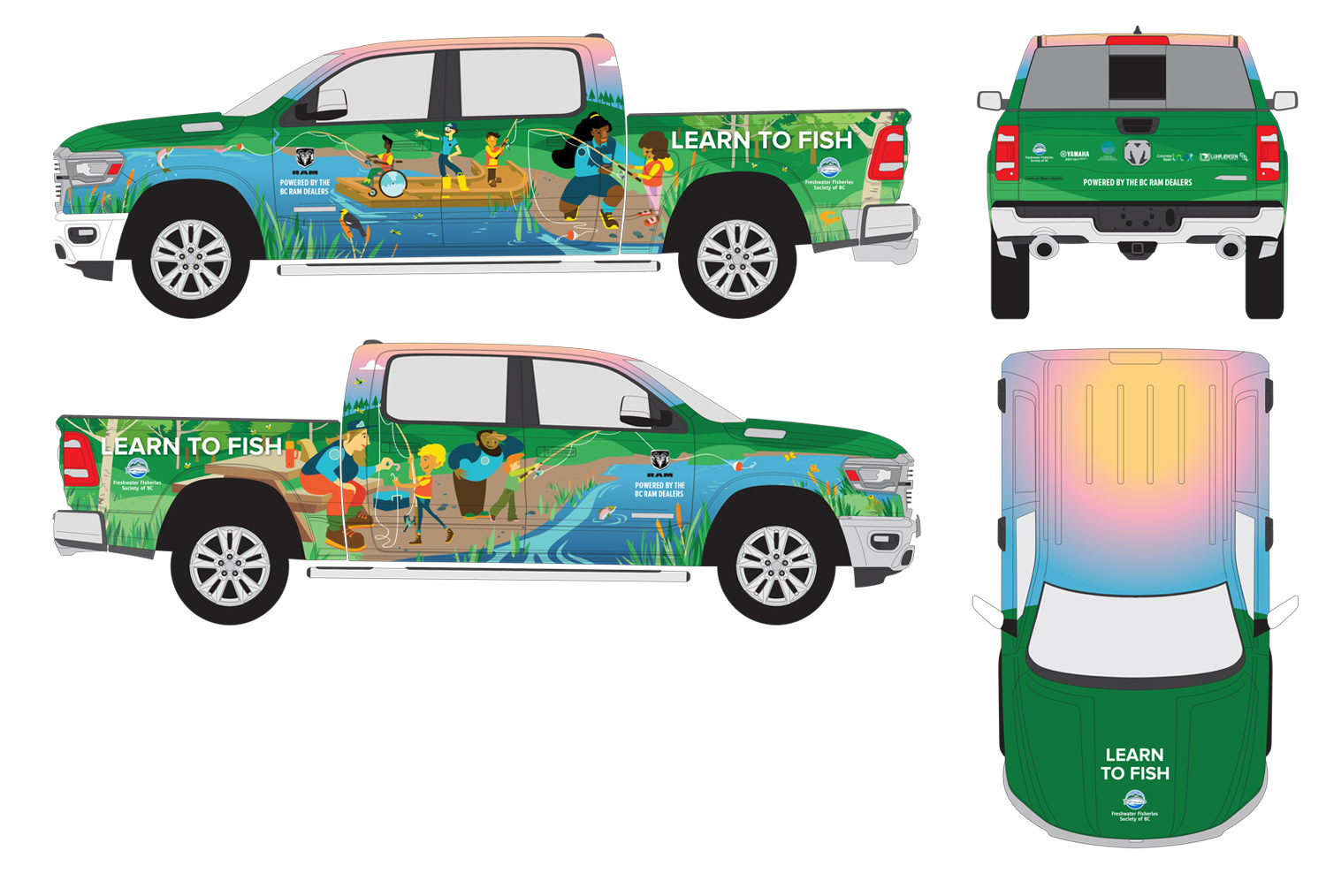 FFSBC Dodge vehicle wrap illustration wireframe