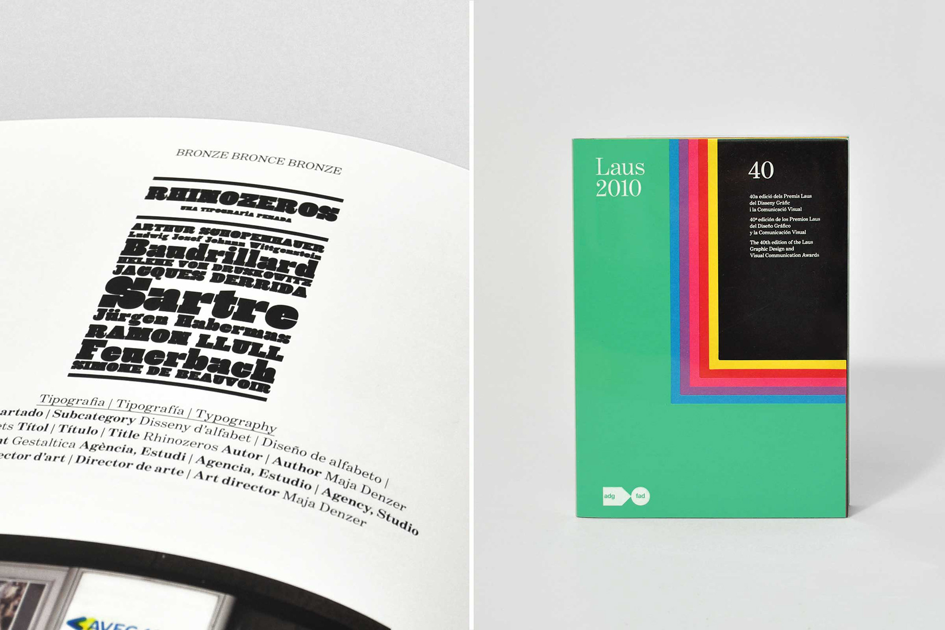 Schriftdesign Rhinozeros: Seite im Laus Buch.