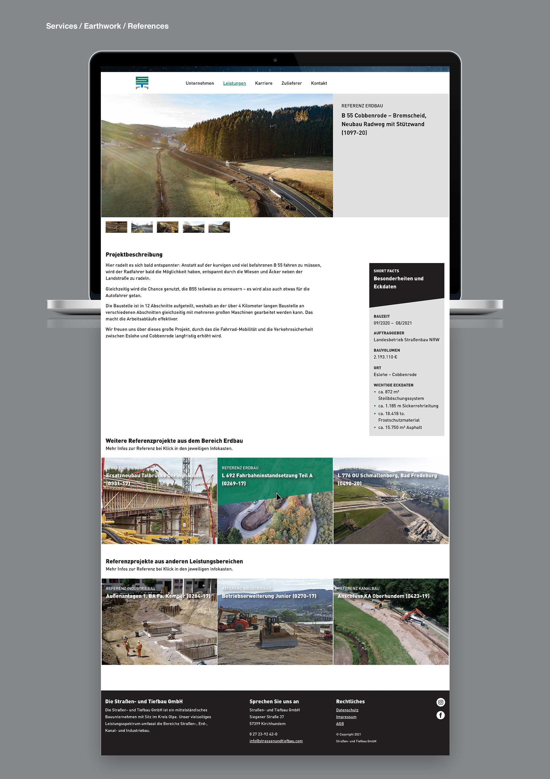 Strassen- und Tiefbau GmbH: Webseite - Leistungen.