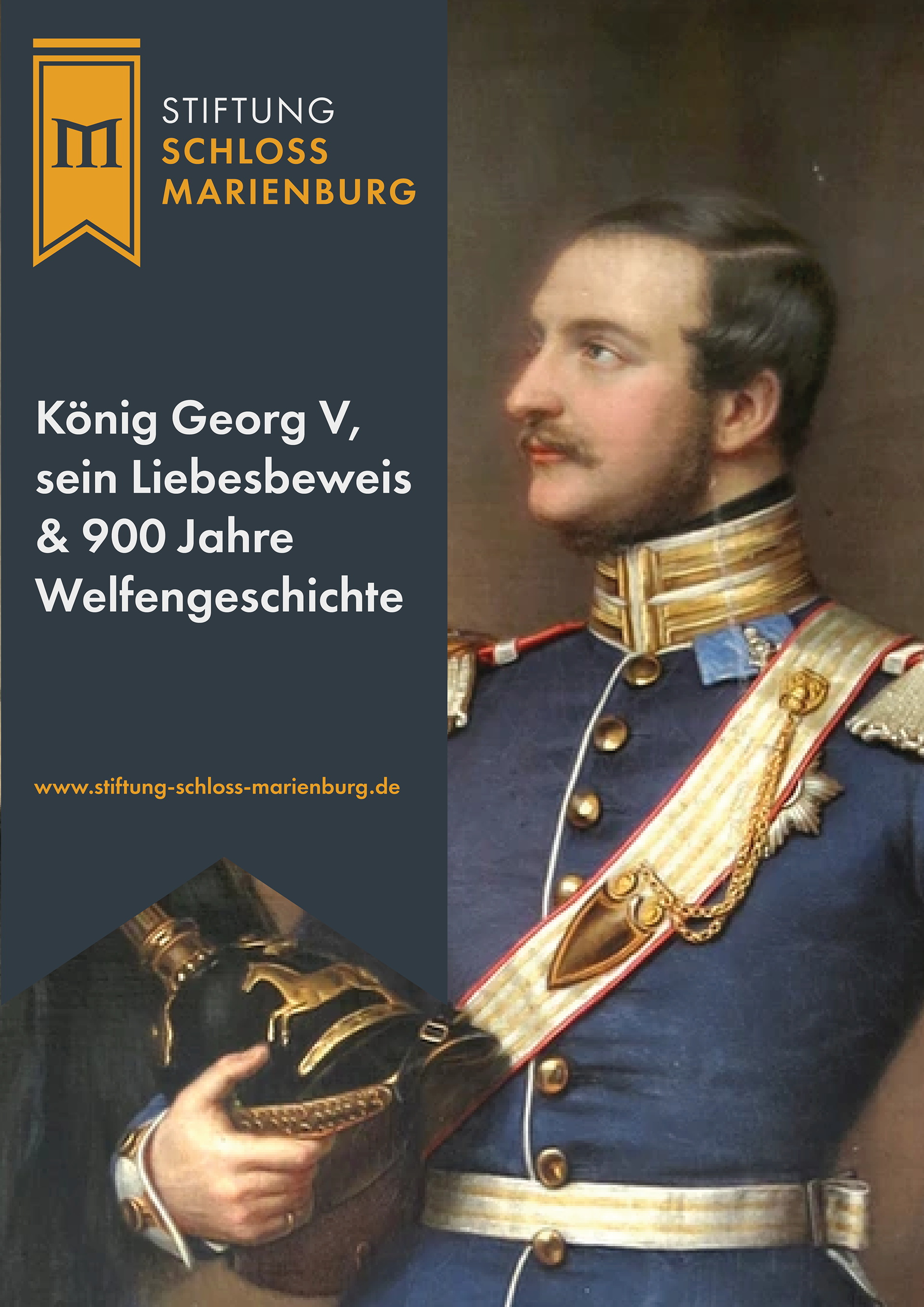 Poster in Foundation Colors focused on the History 'King Georg V, his token of Love & 900 Years of Welfen-History'