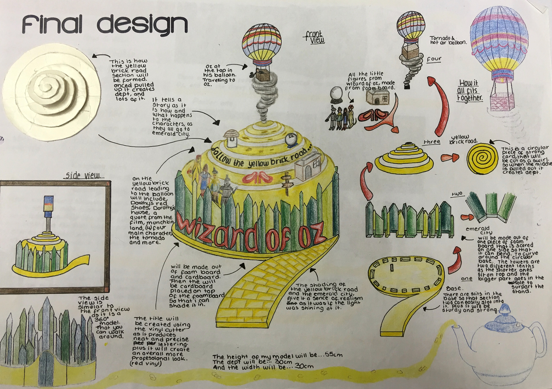 After a variety of concepts and developments the final design was reached. However this was tweaked in the actualisation stage.