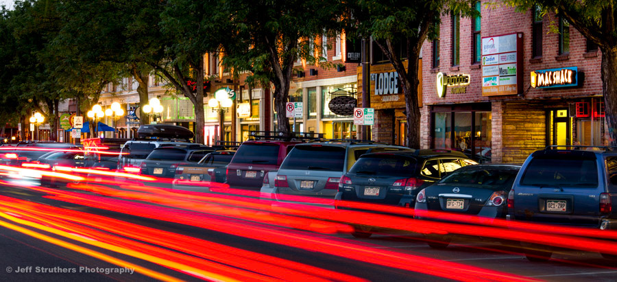 College Ave. - Old Town at Dusk, Fort Collins, CO