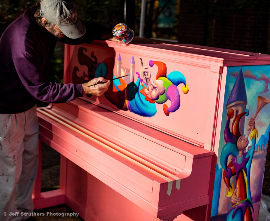 Werner Schriber Painting a Piano in Old Town - Authorized - Fort Collins, CO