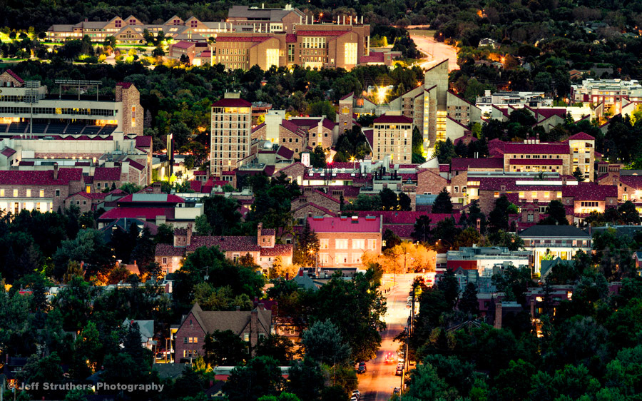 CU Campus at Dusk -  High Resolution Stitched Image - Capable of producing very large prints - Boulder, CO