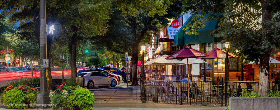 College Ave. at Dusk - Pano - Fort Collins, CO