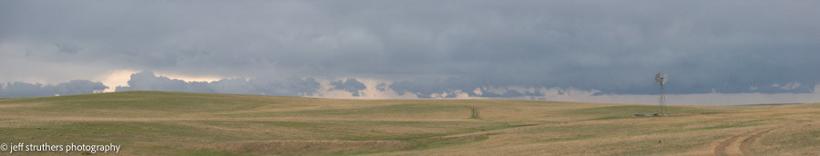 Elbert County Plains -Lightning-Windmill - panoramic - Elbert County, CO