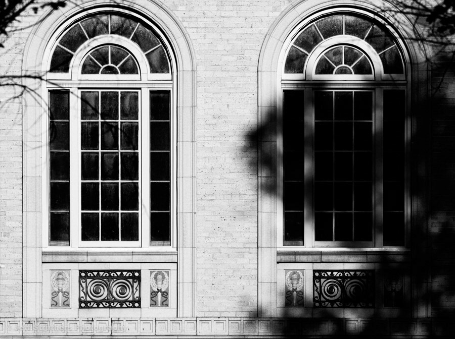 Window Architecture on Old Library,  CSU Oval - BW - Fort Collins, CO