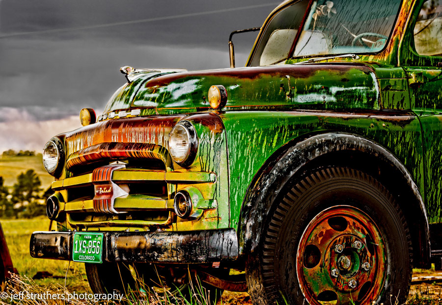 Wet Retired Dodge Truck - High Dynamic Range Image - Elbert County, CO