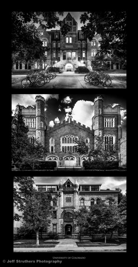 CU Boulder BW Triptych- CU Boulder, CO