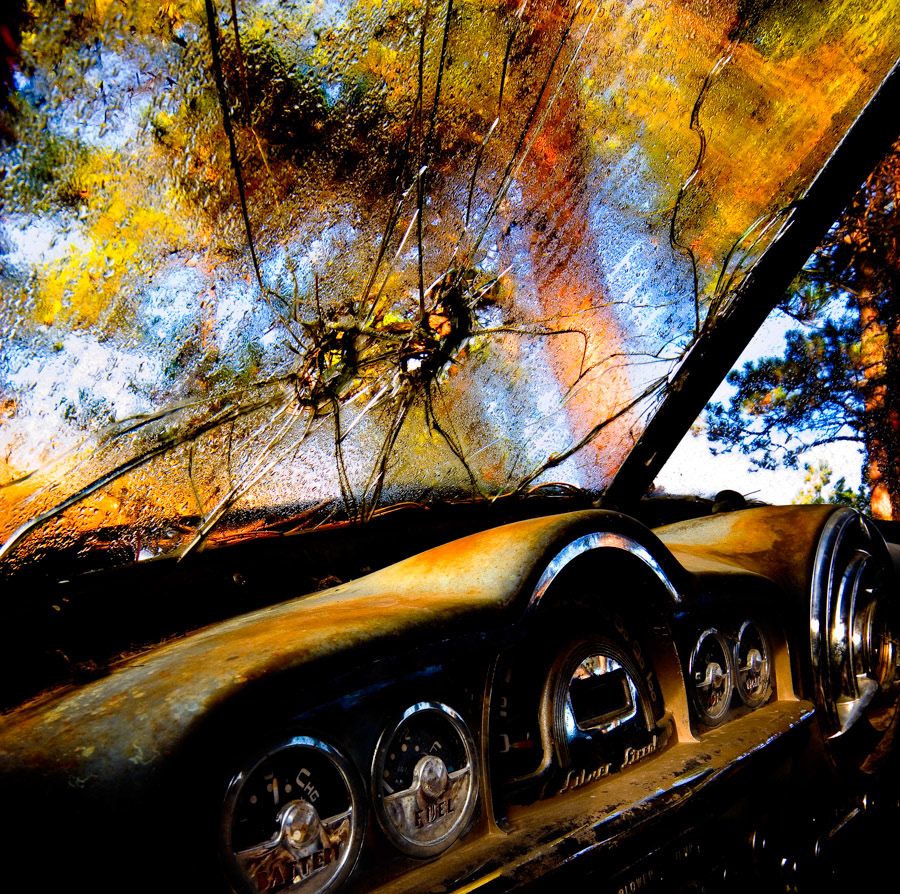 Cracked Windshield and Morning Dew