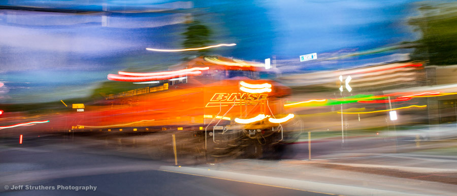 Train on Mason - Slow Shutter and electonic Strobe - Fort Collins, CO