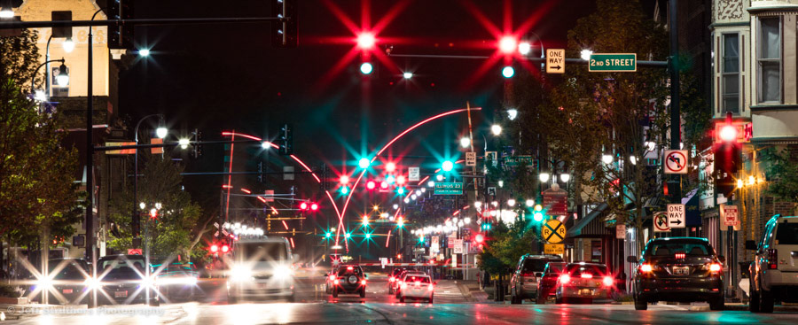 Lincoln Highway - Downtown DeKalb at Night - DeKalb, IL
