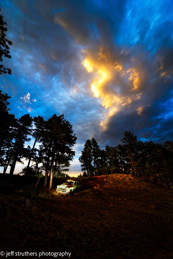 Abandoned Car and Fiery Sky - Elbert County, CO