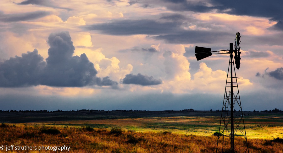 Storm Clouds and Windmill - Elbert County, CO