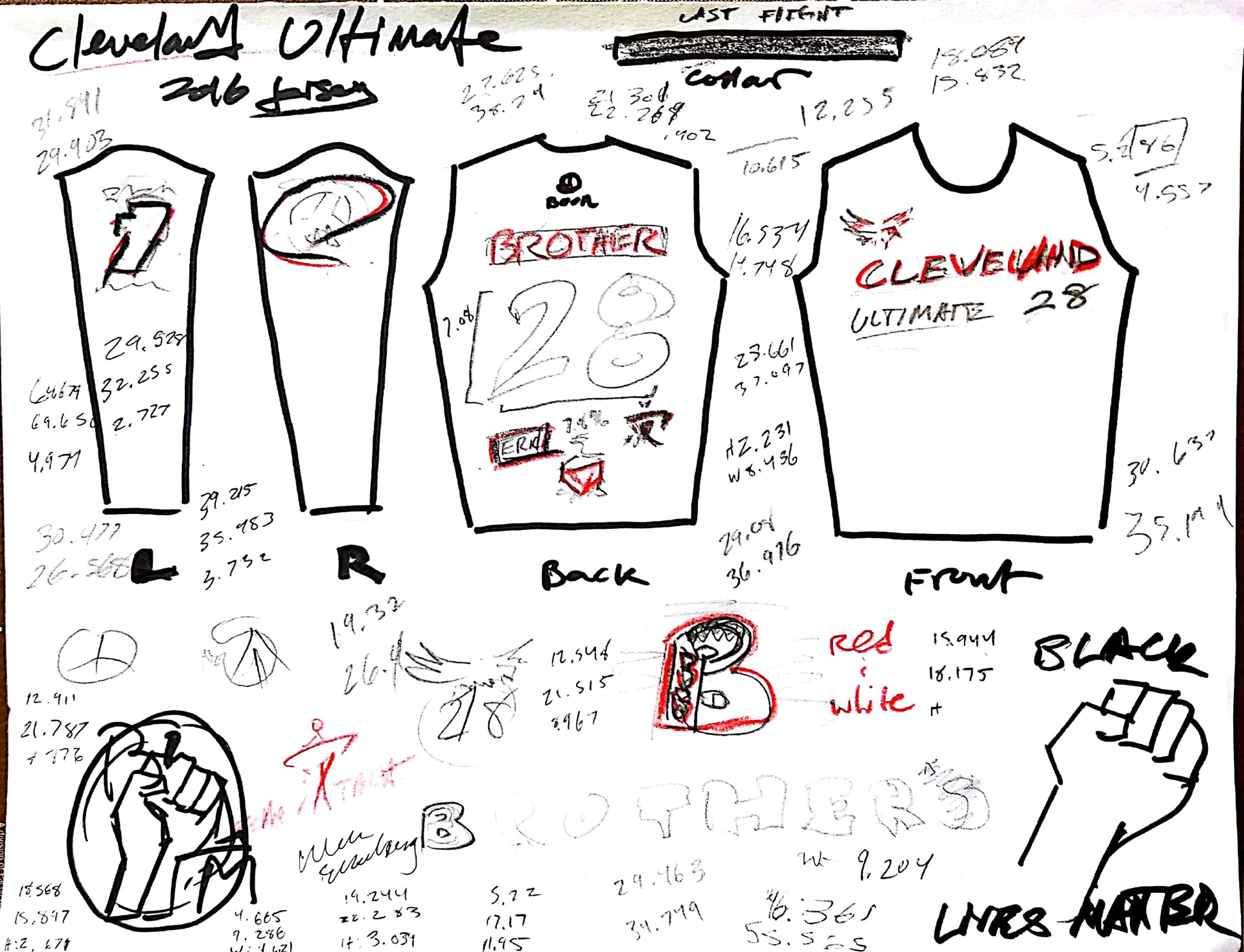 Rough draft of the jersey layout and concept.