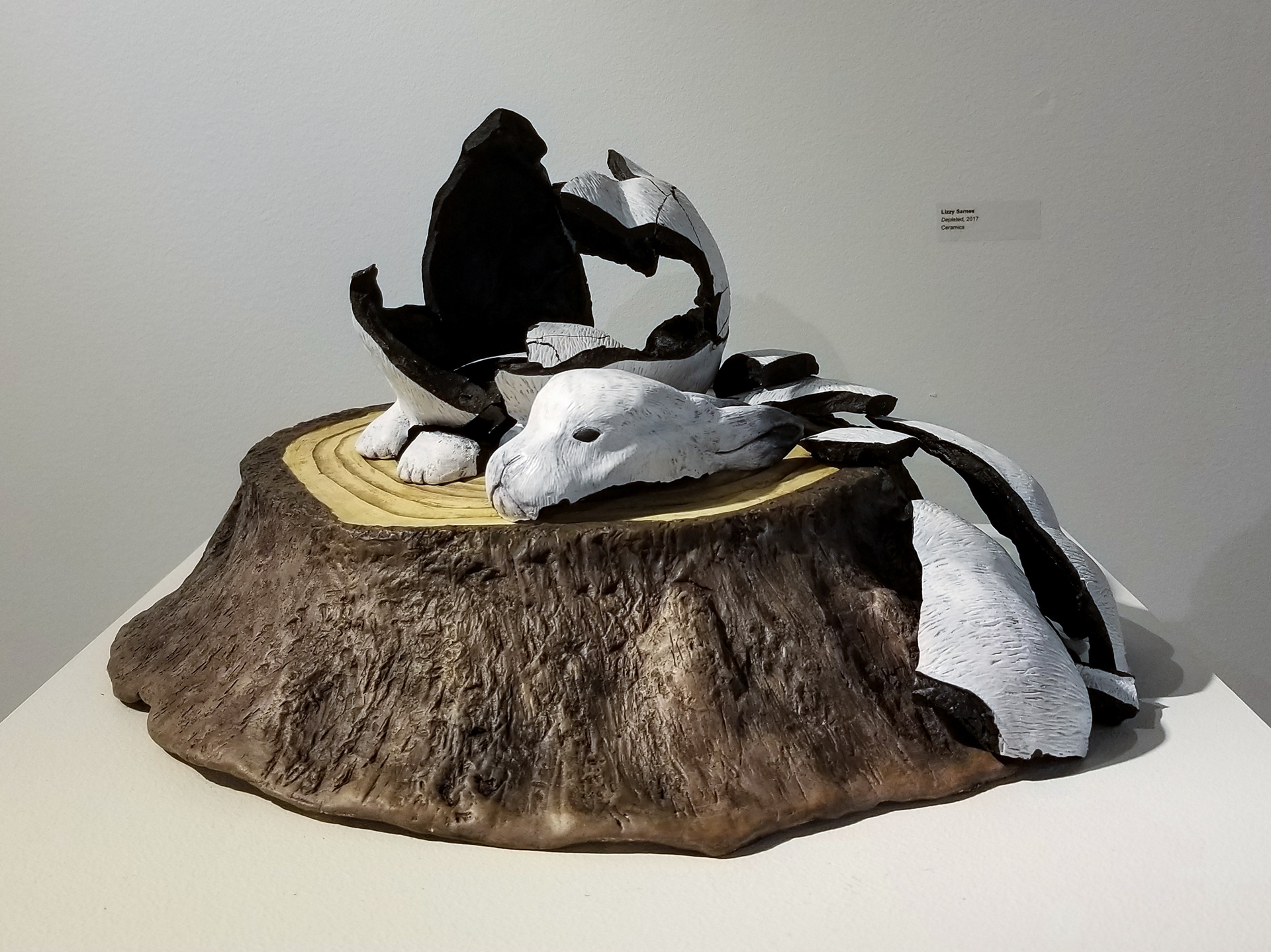 "Depleted," ceramics & mixed media