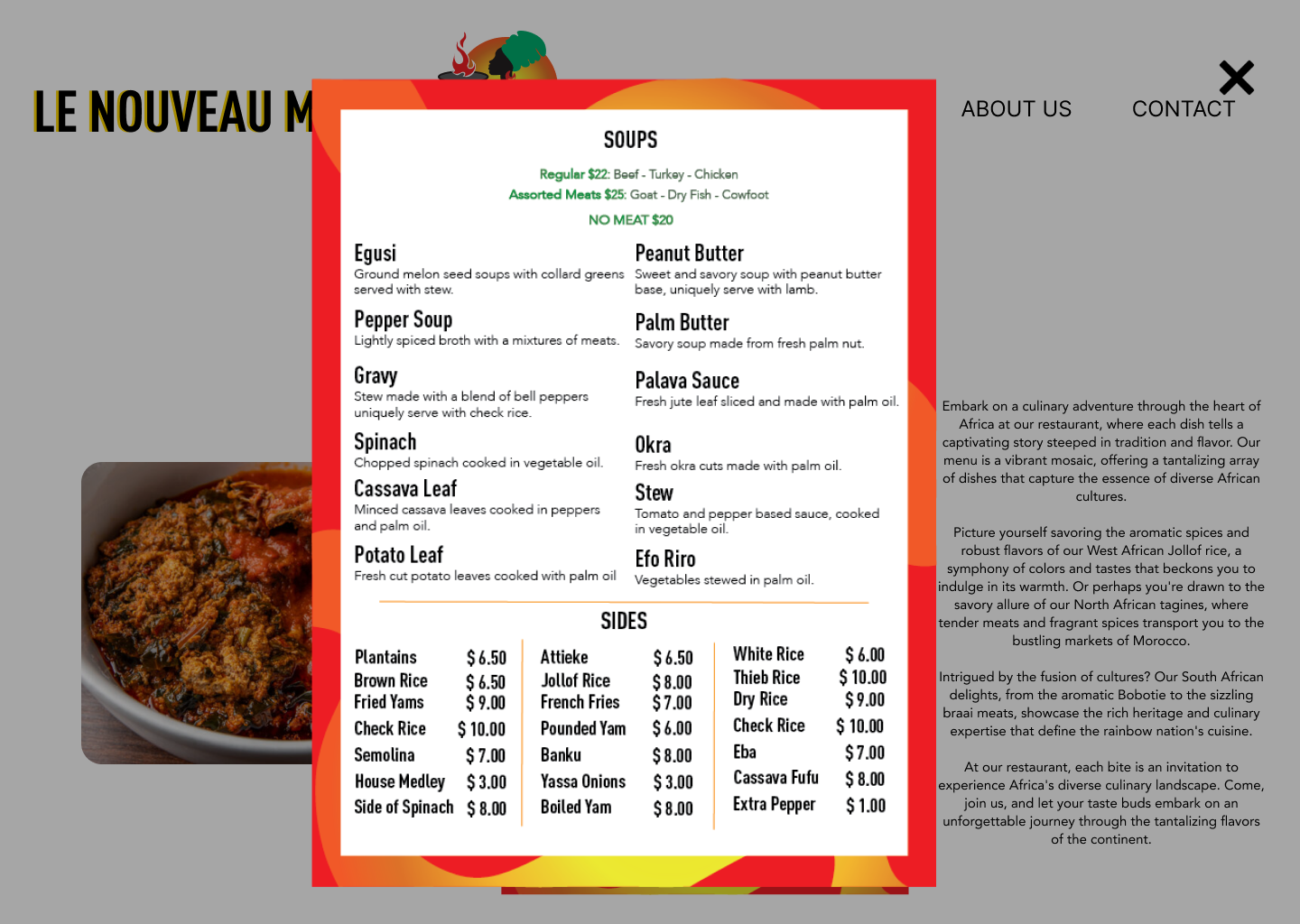 back half on menu