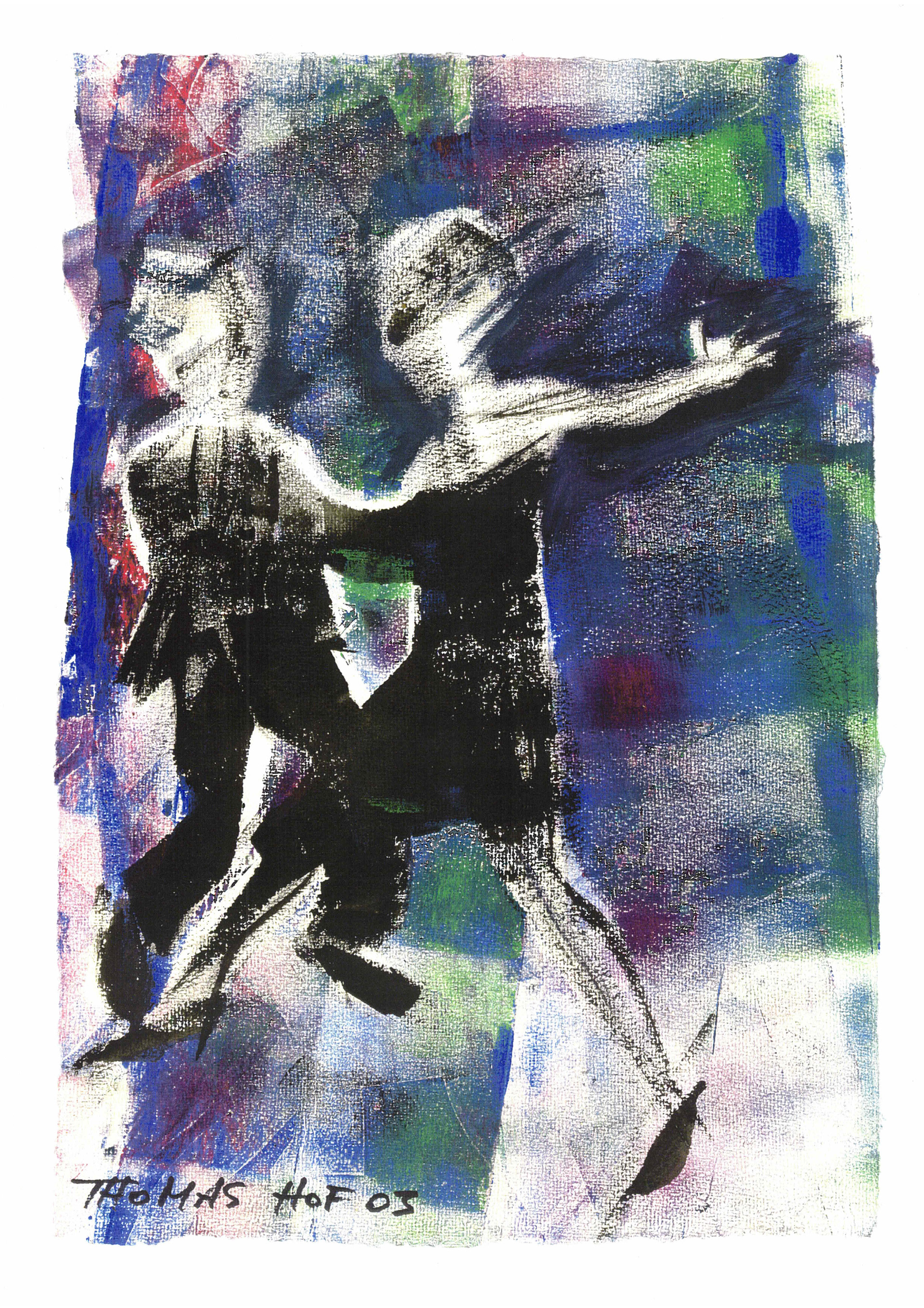 Aquarell auf Papier, Serie vom Tanzen, ca. 26 x 38 cm, 2002-03