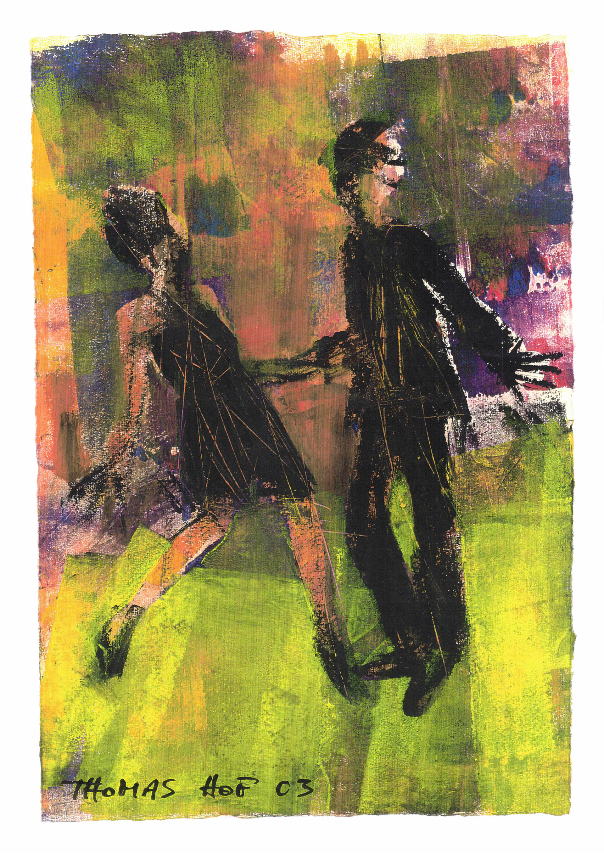 Aquarell auf Papier, Serie vom Tanzen, ca. 26 x 38 cm, 2002-03