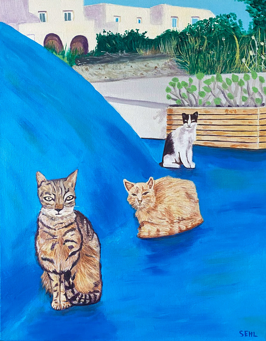 Santorini Strays - Acrylic on canvas 2025