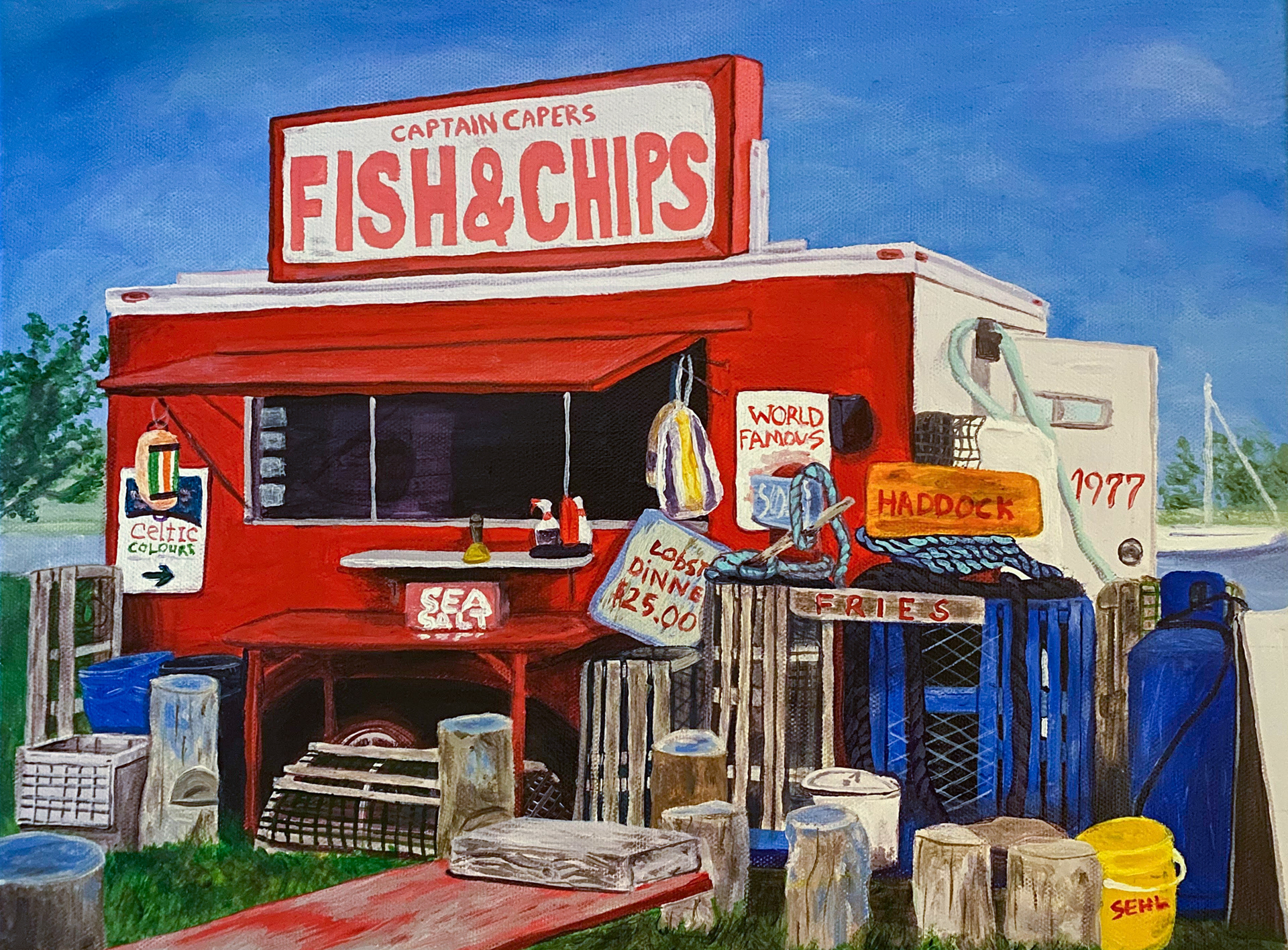 Fish n Chips - Acrylic on canvas 2025