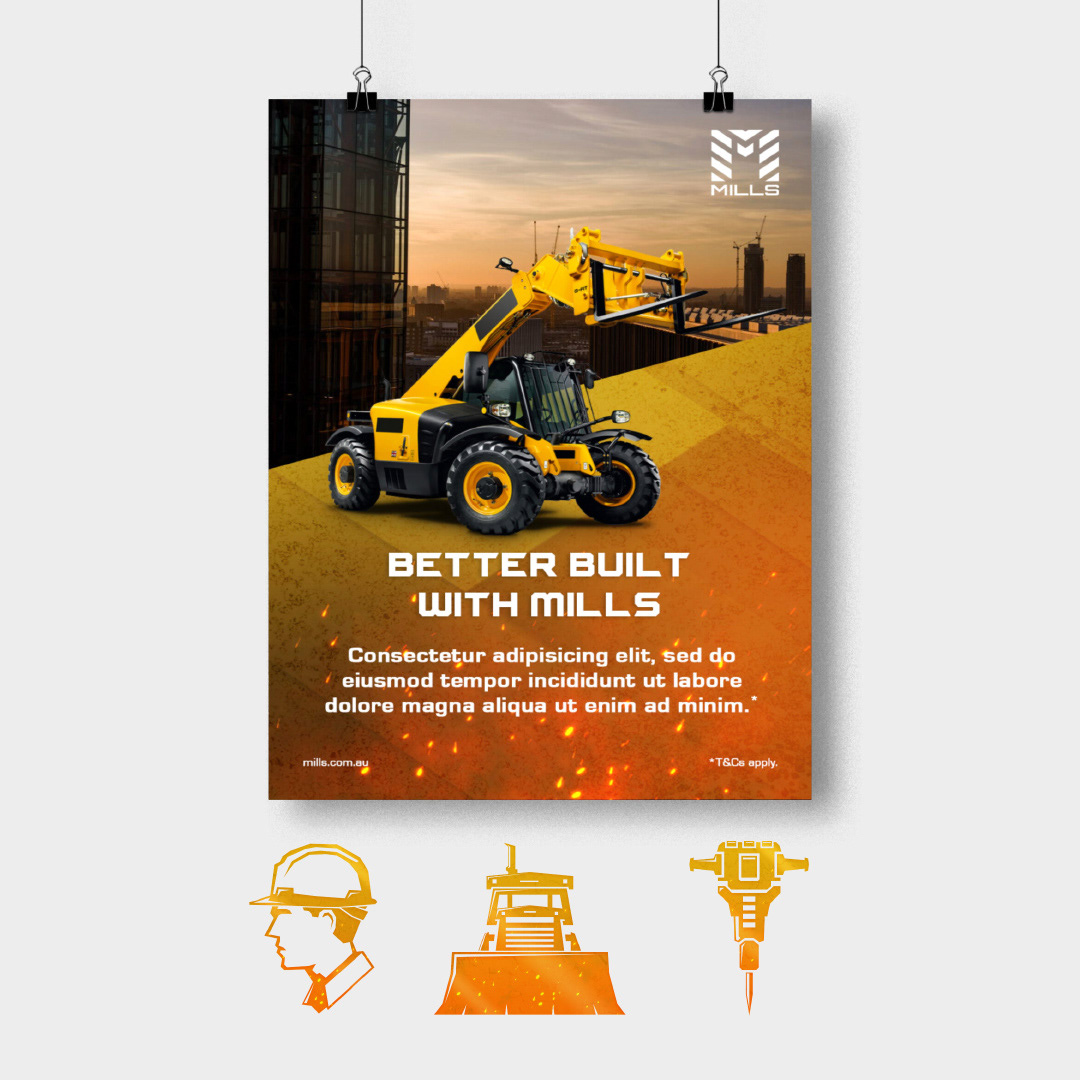 Poster and icon design for Mills Pty Ltd