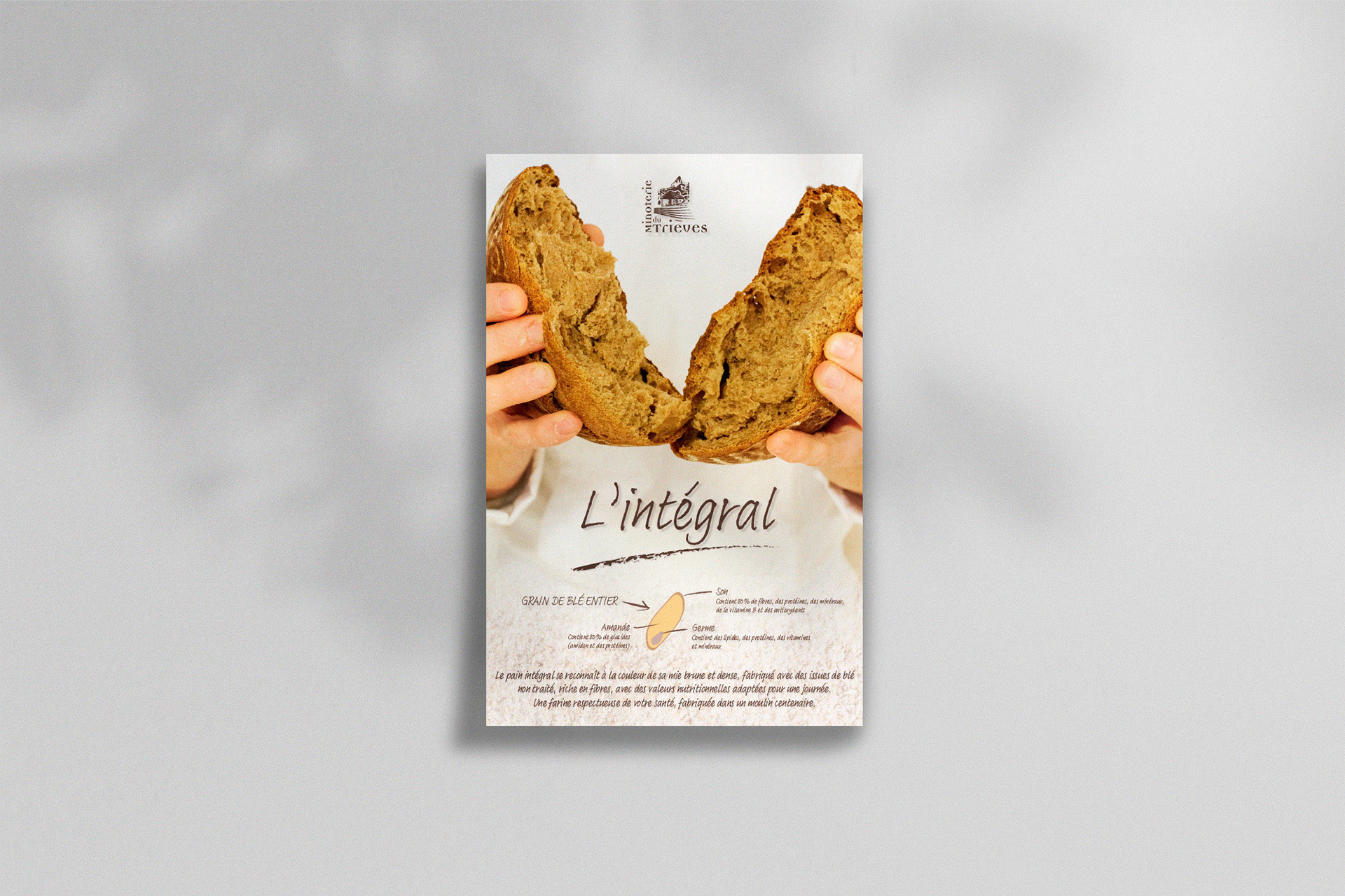 Affiche de la Minoterie du Trièves pour présenter la farine "L'Intégral".