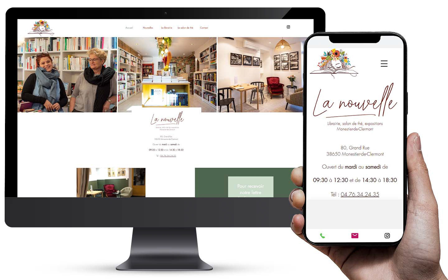 Site Internet de la librairie La Nouvelle à Monestier de Clermont