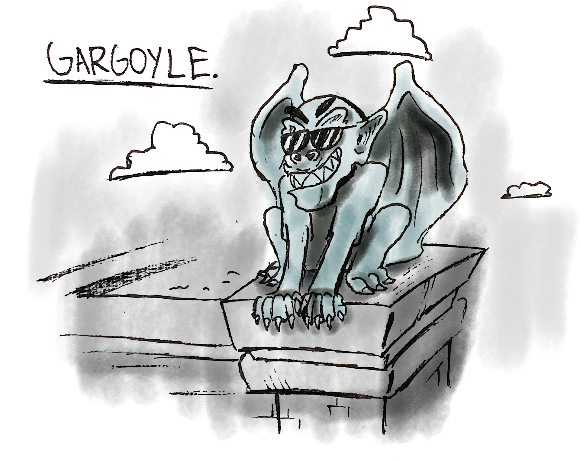 Inktober 2022, Inked with Photoshop Colors Day 1