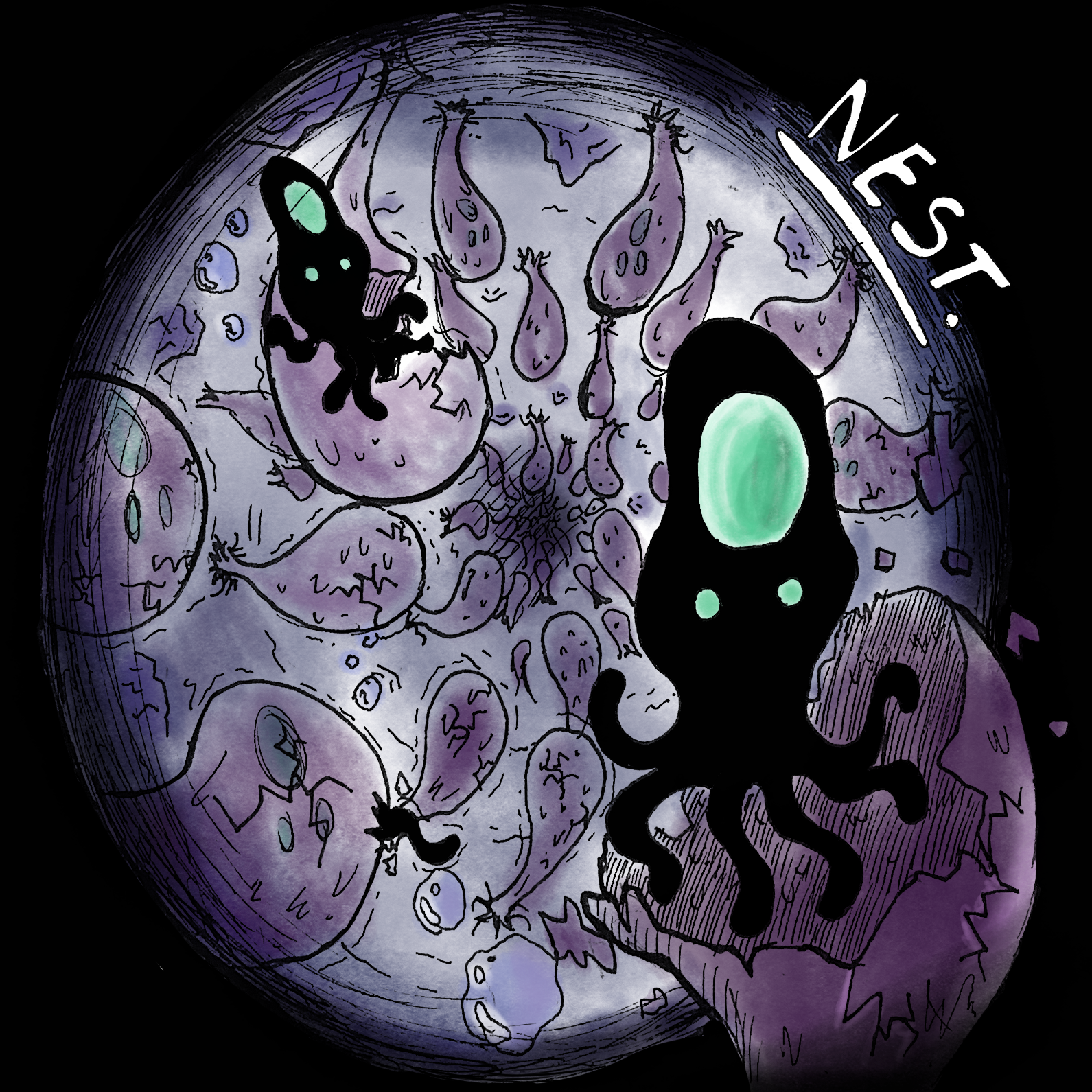 Inktober 2022, Inked with Photoshop Colors Day 9