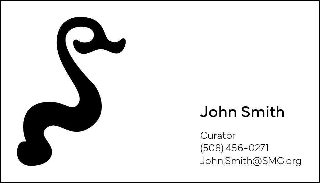 Sandwich Glass Museum Stationary, Indesign, Business Card Back 3.5 x 2 in