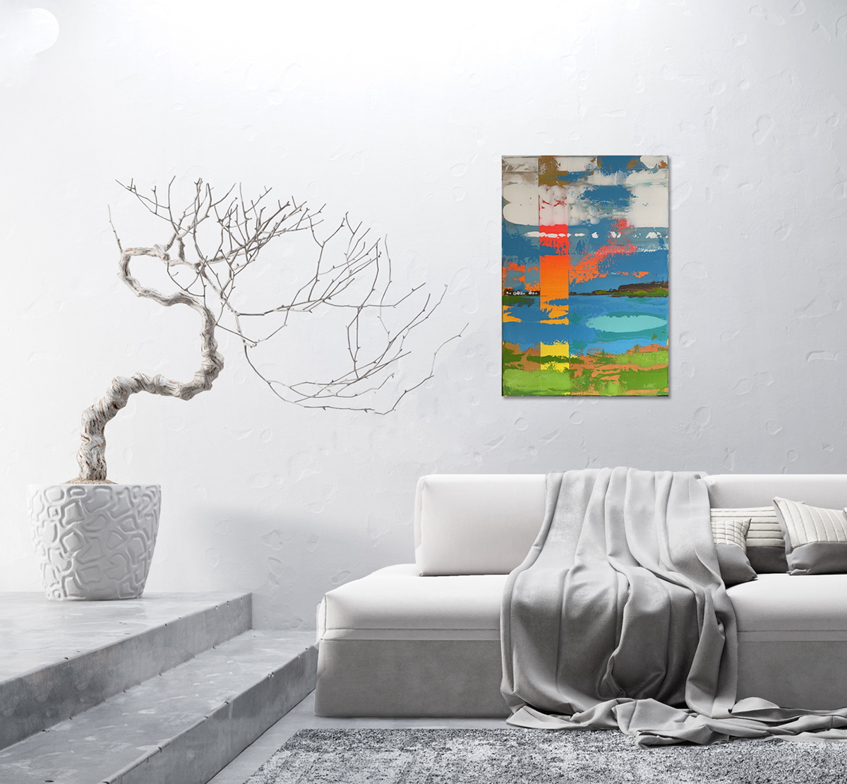 Plumspix original expressionist painting of Cala Bassa Beach in Ibiza.
