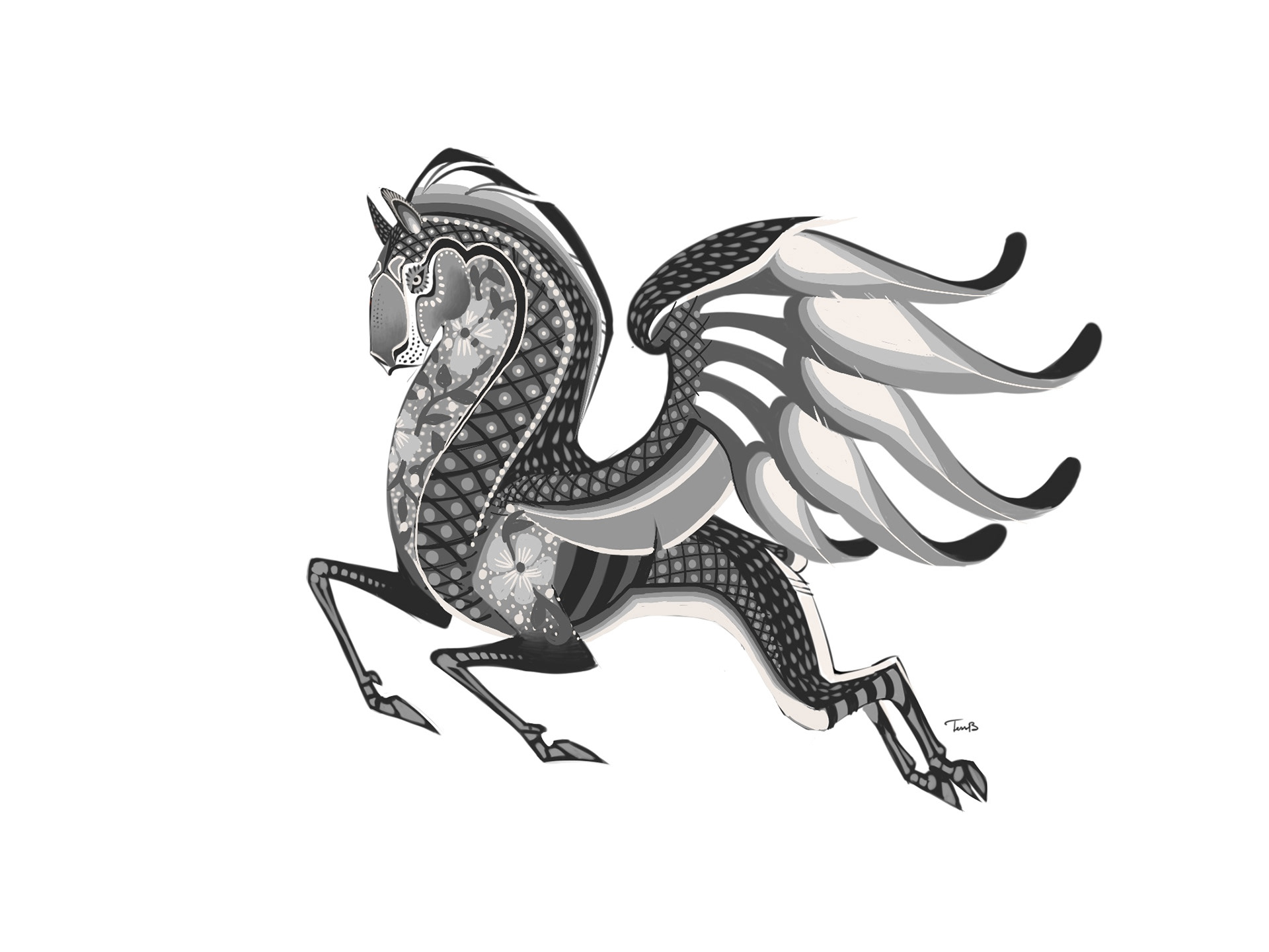 I still needed to add color and pattern-work, so I drafted this quick/rough sketch to plan for the design.