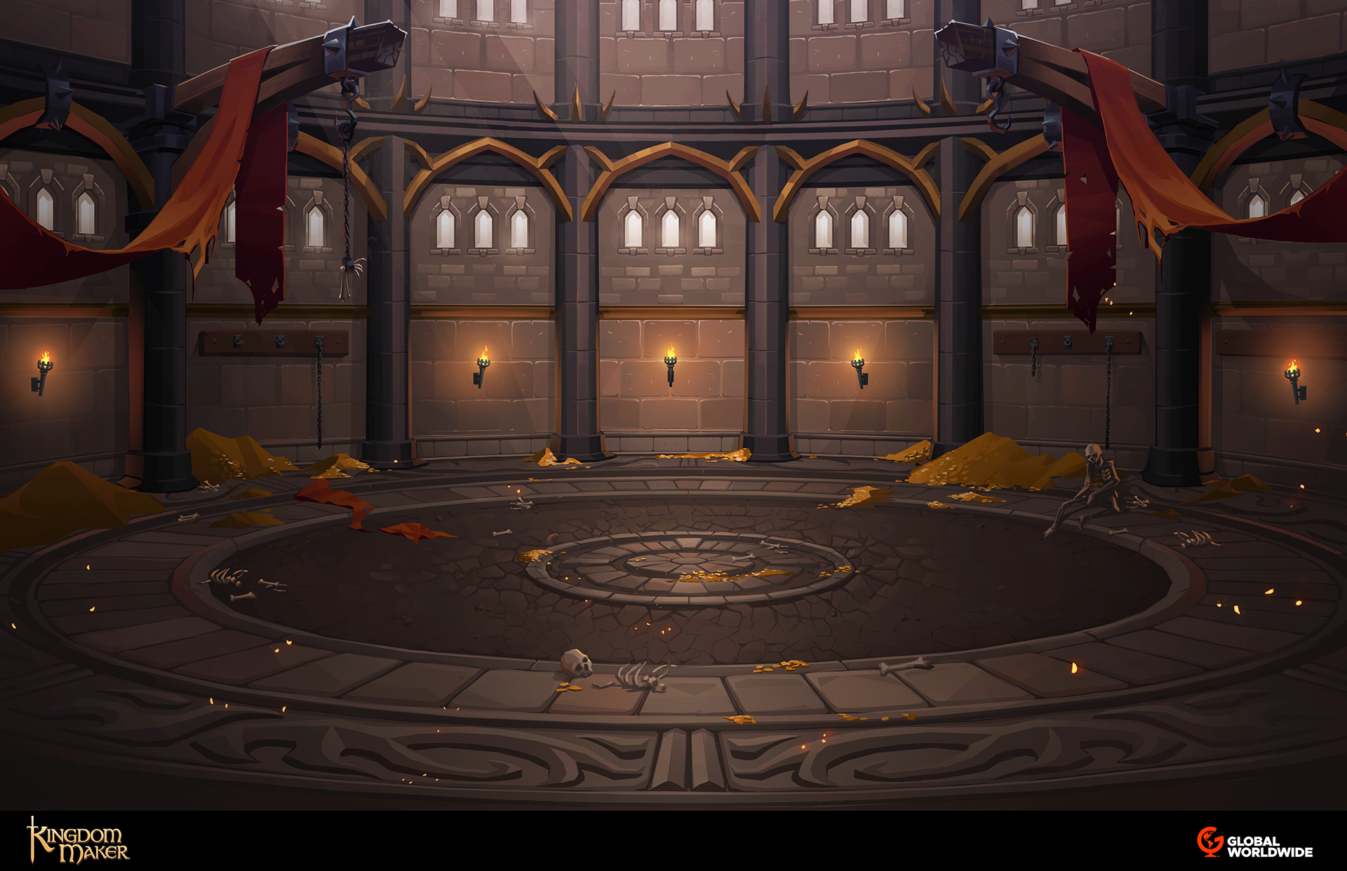 My first illustration included a lot of set decoration and props. I wanted to achieve a dark and dank setting that a Dragon would feel at home in.