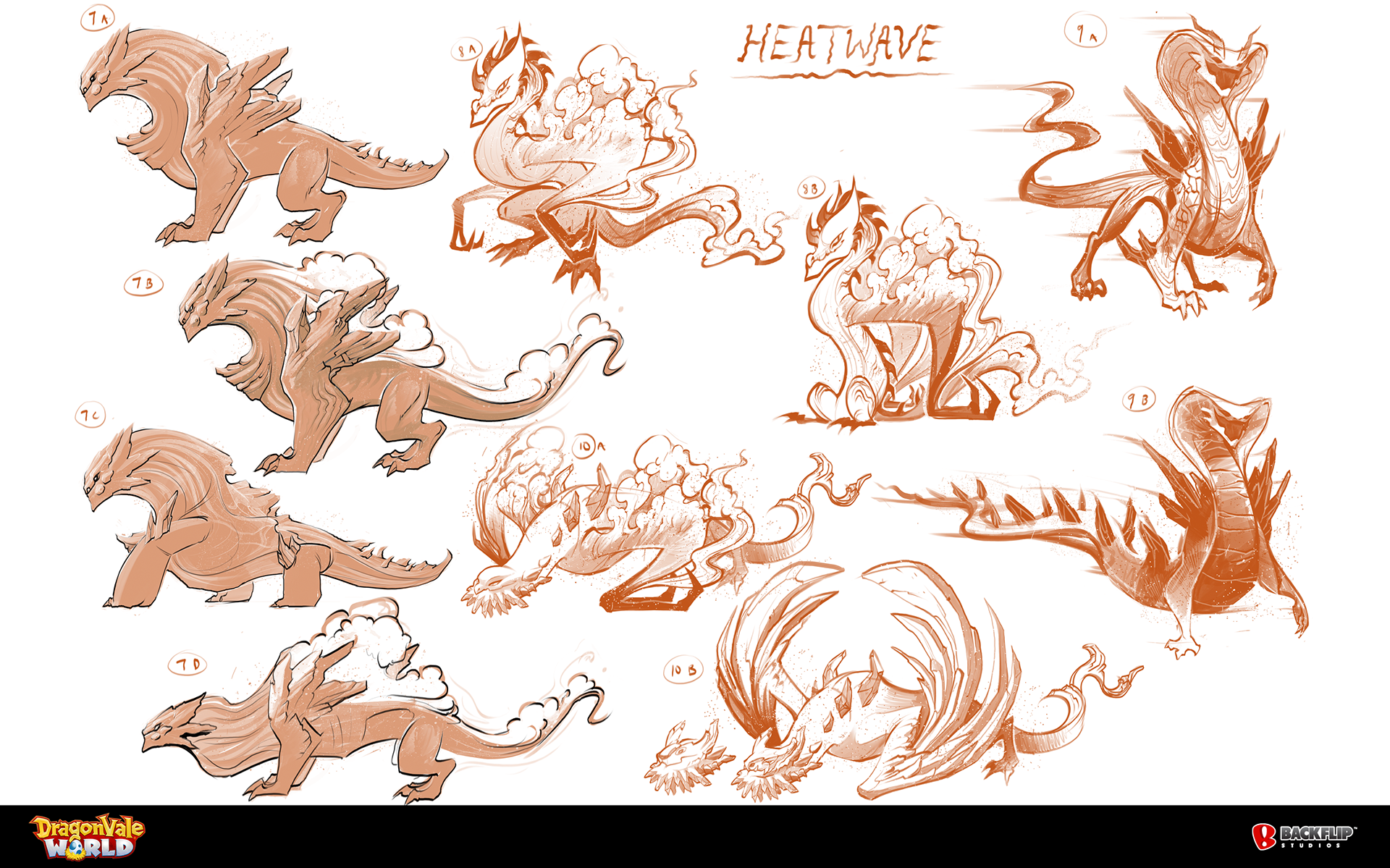 A sheet of Dust Storm Dragon Concepts. I was using the prompt "Heatwave" before officially landing on "Dust Storm".