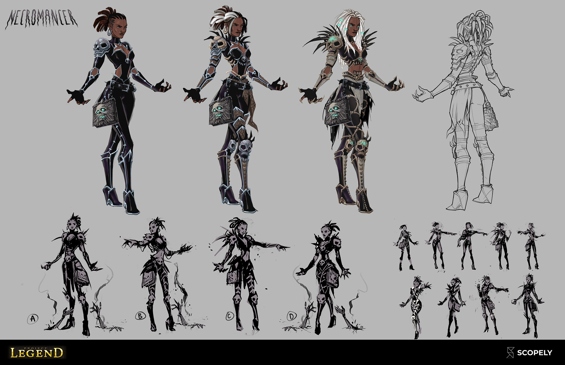 creation process involved finding a cool pose and silhouette, picking an appropriate color pallet, and creating the back view of the character