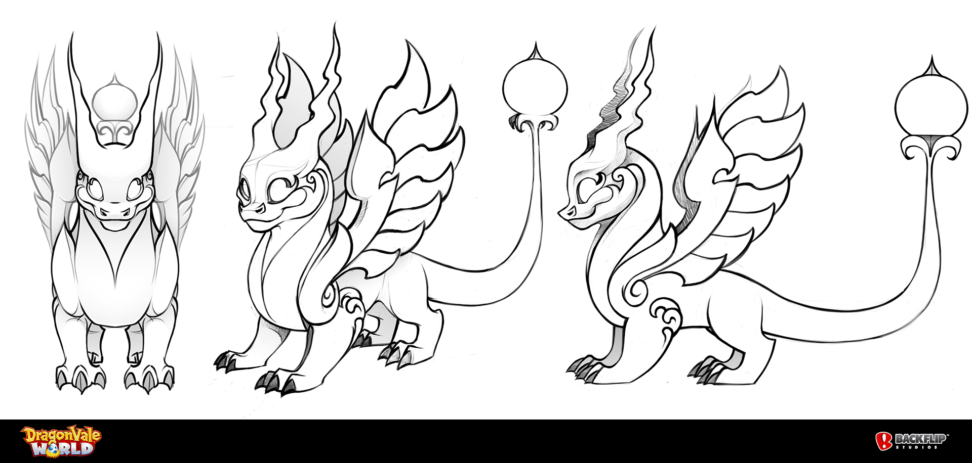 Oracle Dragon turnaround: Front, 3/4, and Side views.