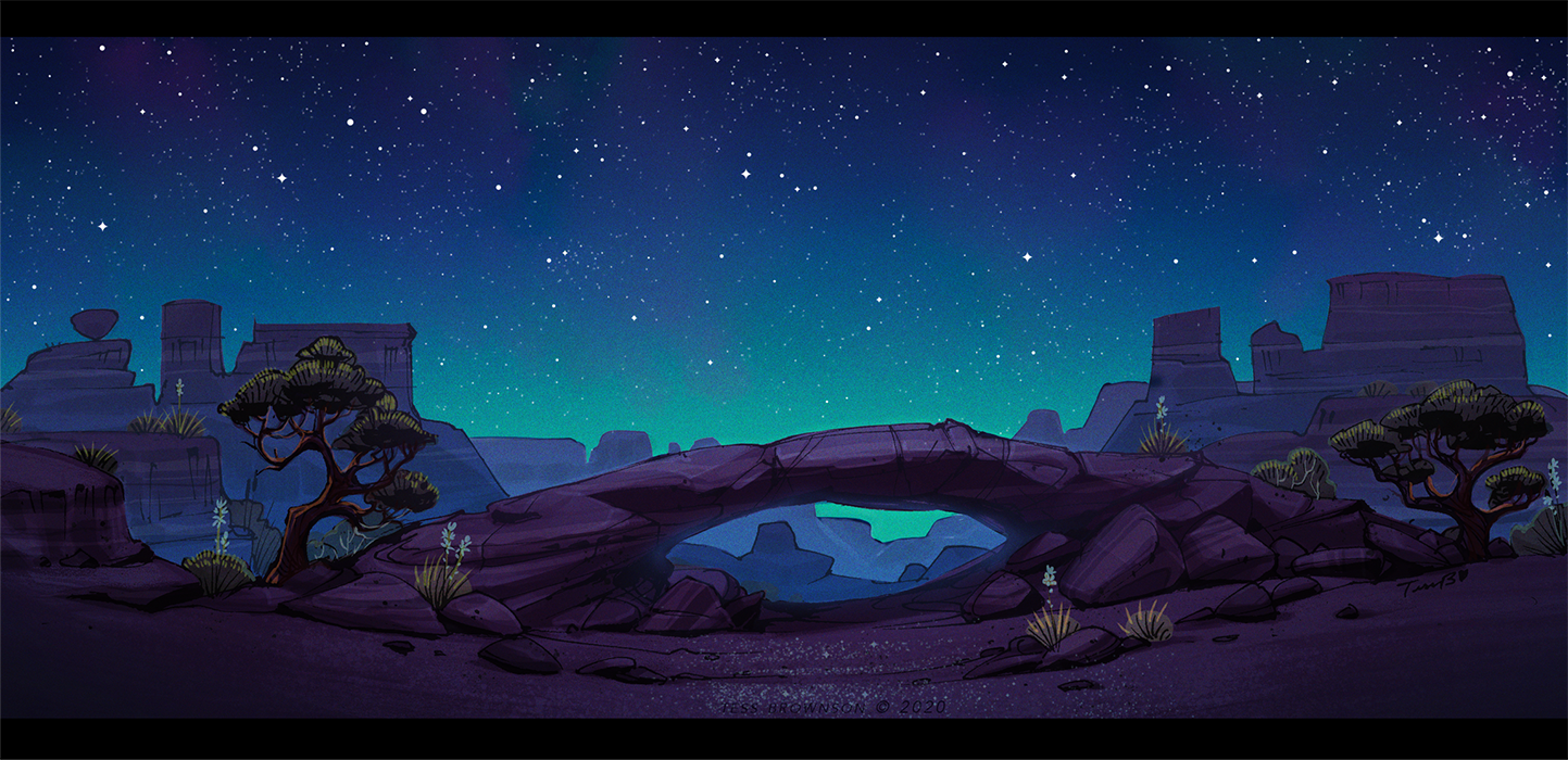 Night: Desert Arches Scene