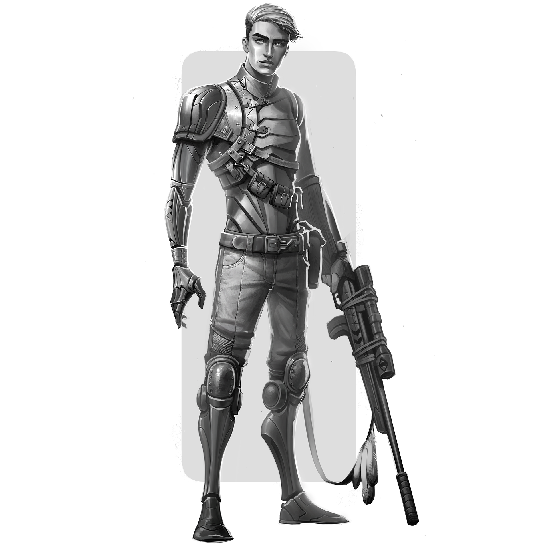 After plenty of feedback and iteration, here is where the final grayscale painting ended up before adding color. 